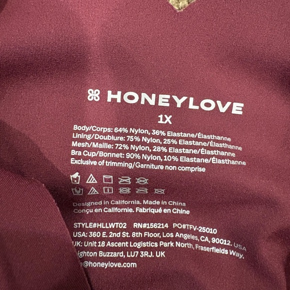 Honey love honeylove LiftWear Tank With Built In Bra shapewear fig purple 1X - Picture 7 of 8